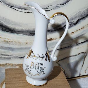 Vintage LEFTON CHINA 50th Golden Wedding Anniversary Bud Vase